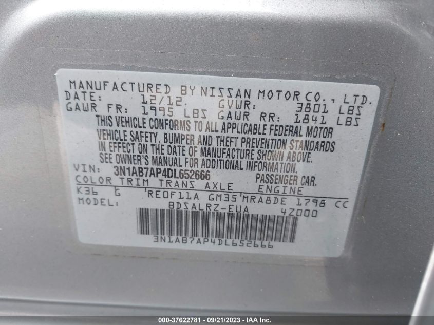 2013 NISSAN SENTRA SR - 3N1AB7AP4DL652666
