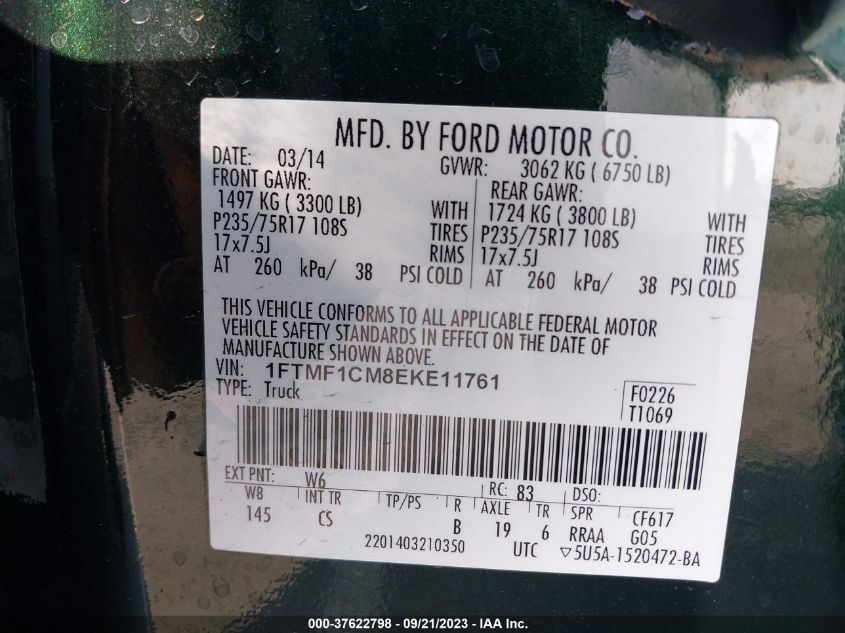 2014 FORD F-150 XL/XLT/STX - 1FTMF1CM8EKE11761