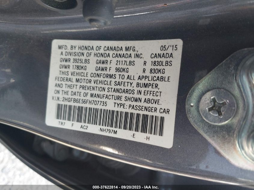 2015 HONDA CIVIC SEDAN SI - 2HGFB6E56FH707735