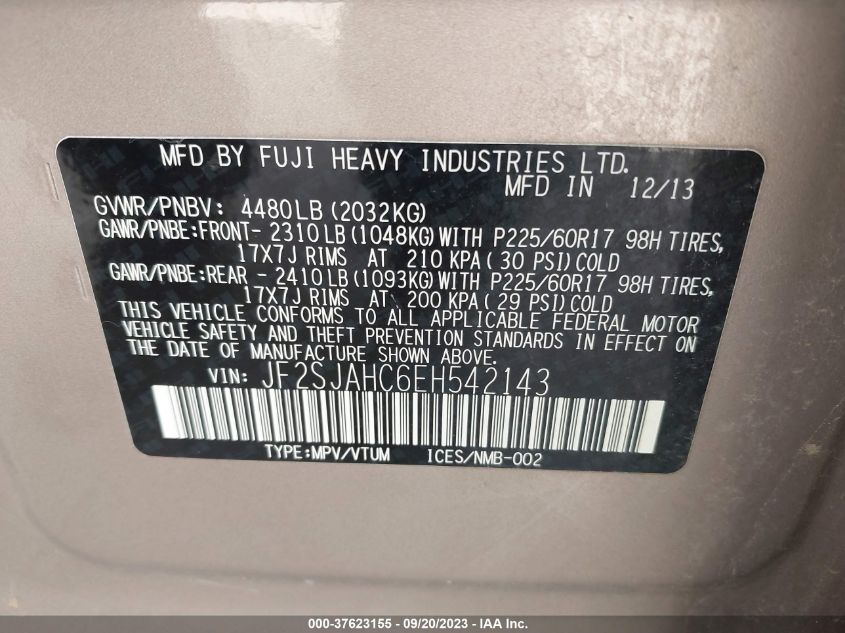 2014 SUBARU FORESTER 2.5I LIMITED - JF2SJAHC6EH542143