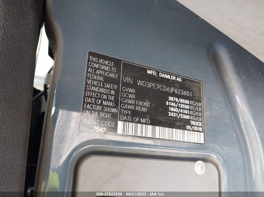 2018 MERCEDES-BENZ SPRINTER 2500 STANDARD ROOF V6 WD3PE7CD6JP623651