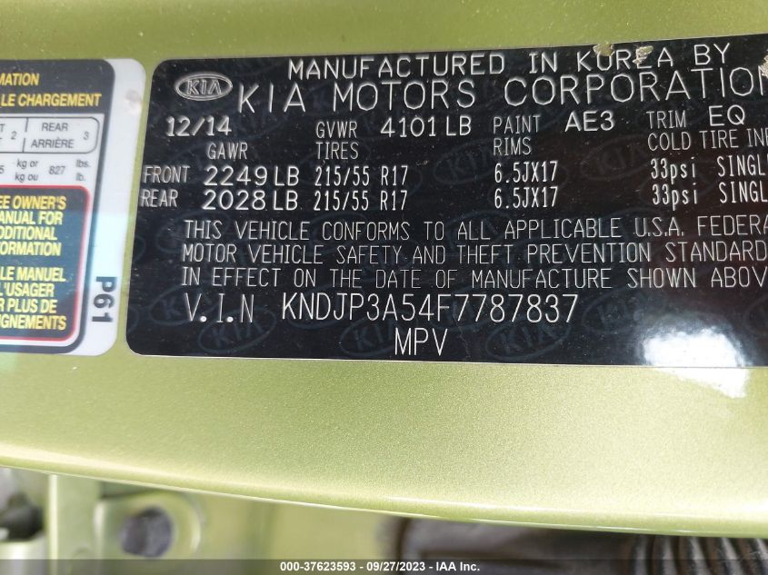 2015 KIA SOUL + - KNDJP3A54F7787837