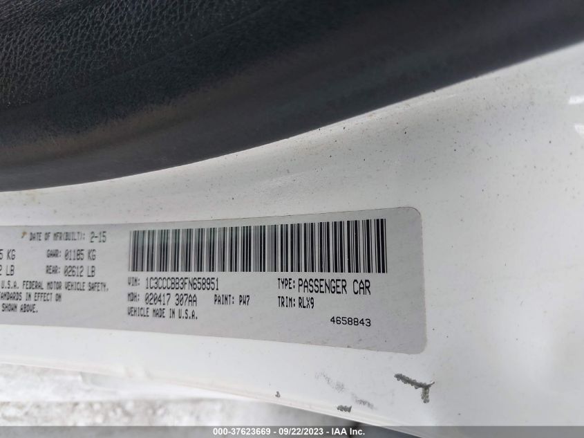 2015 CHRYSLER 200 S - 1C3CCCBB3FN658951