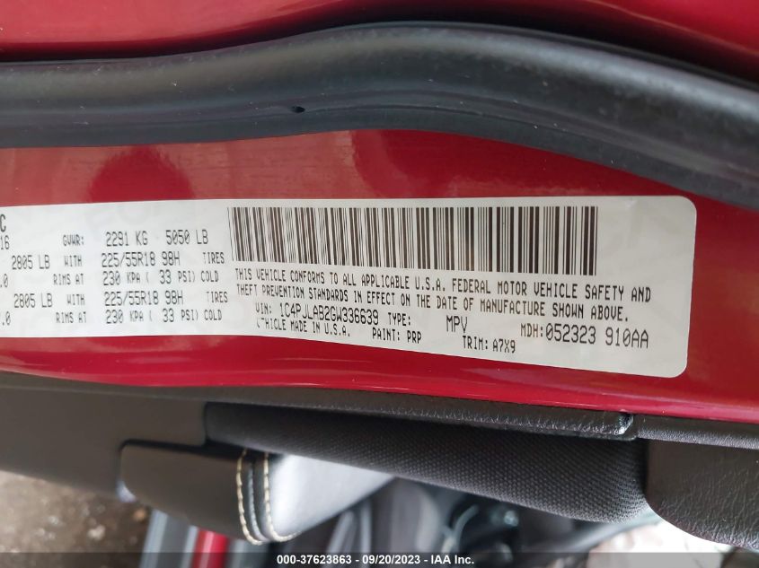 2016 JEEP CHEROKEE ALTITUDE - 1C4PJLAB2GW336639