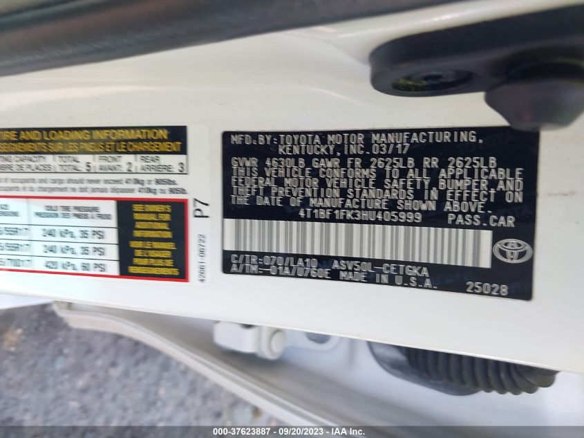 2017 TOYOTA CAMRY XLE - 4T1BF1FK3HU405999