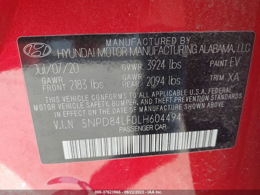 5NPD84LF0LH604494 Hyundai Elantra SEL/VALUE/LIMITED 9