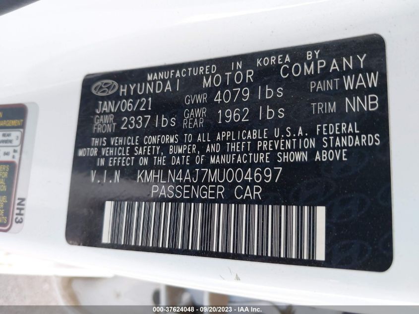 2021 HYUNDAI ELANTRA HYBRID LIMITED - KMHLN4AJ7MU004697