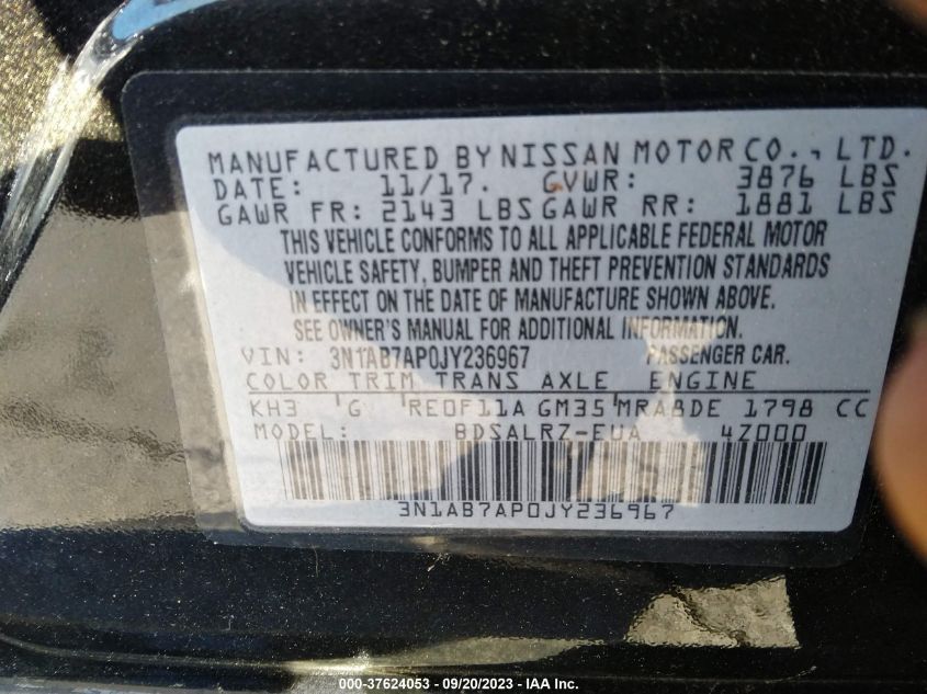2018 NISSAN SENTRA SR - 3N1AB7AP0JY236967
