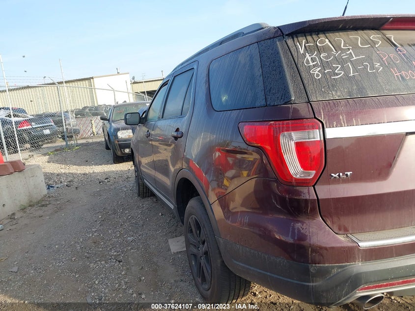 VIN 1FM5K8D8XJGC92257 2018 FORD EXPLORER XLT