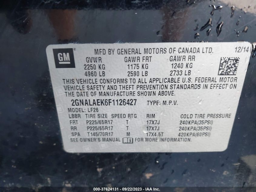 2015 CHEVROLET EQUINOX LS - 2GNALAEK6F1126427