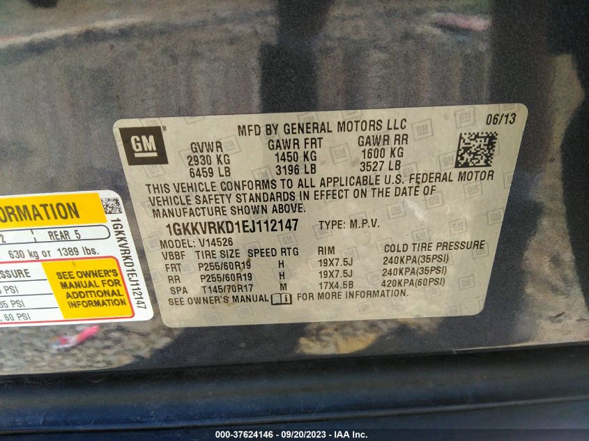 2014 GMC ACADIA SLT - 1GKKVRKD1EJ112147