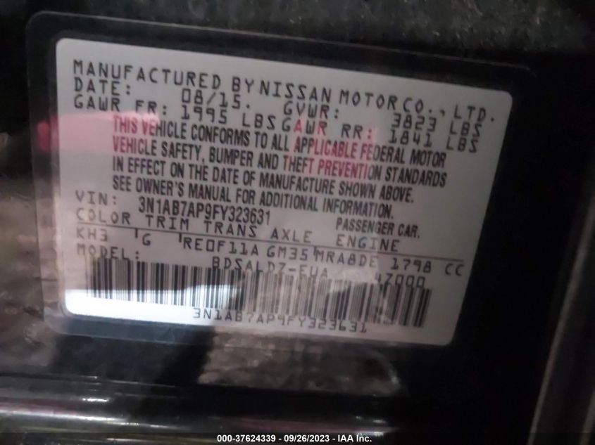 2015 NISSAN SENTRA SV - 3N1AB7AP9FY323631