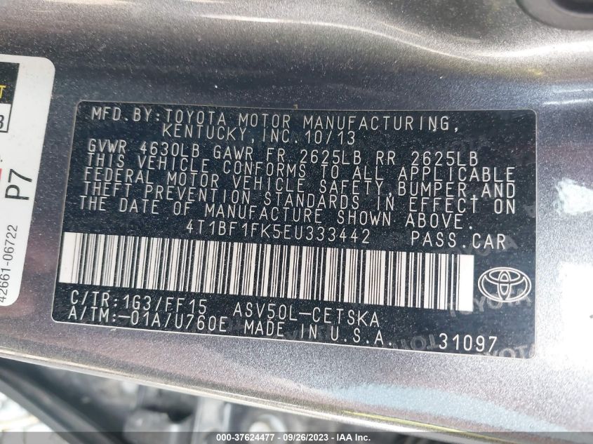 2014 TOYOTA CAMRY L/LE/XLE/SE/SE SPORT - 4T1BF1FK5EU333442