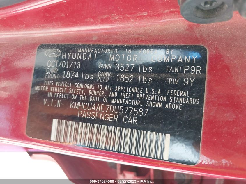 2013 HYUNDAI ACCENT GLS - KMHCU4AE7DU577587