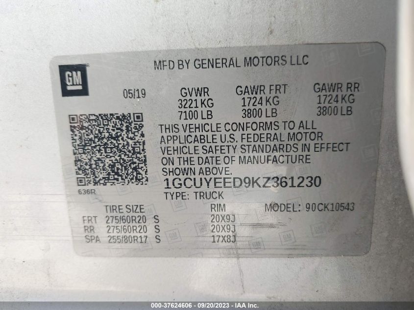2019 CHEVROLET SILVERADO 1500 RST - 1GCUYEED9KZ361230