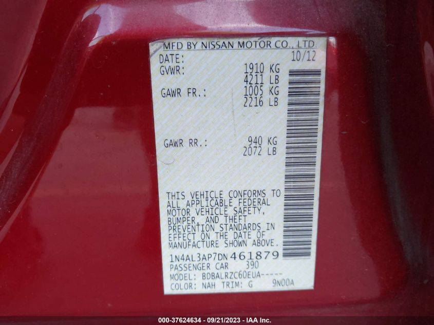 2013 NISSAN ALTIMA 2.5 S - 1N4AL3AP7DN461879