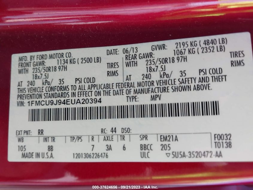 2014 FORD ESCAPE TITANIUM - 1FMCU9J94EUA20394