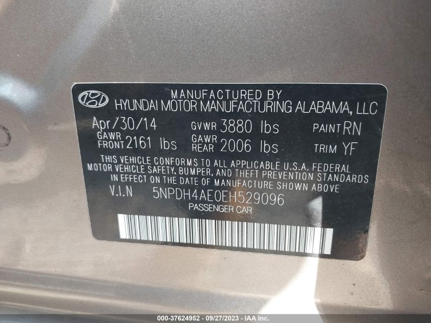 2014 HYUNDAI ELANTRA SE - 5NPDH4AE0EH529096
