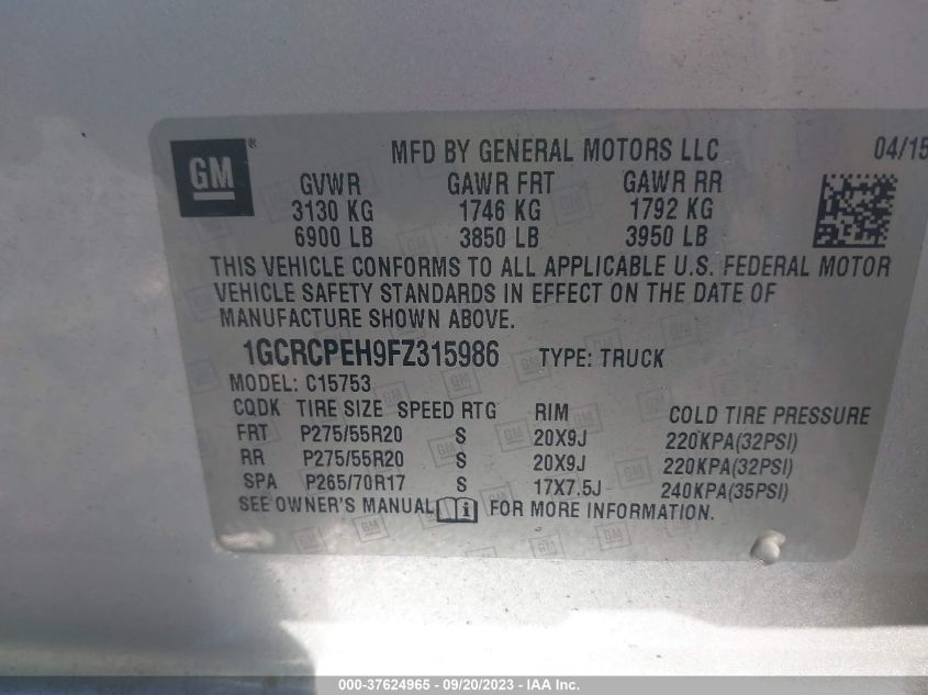2015 CHEVROLET SILVERADO 1500 LS - 1GCRCPEH9FZ315986