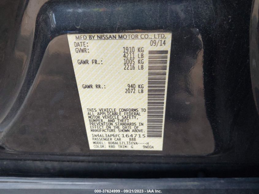 2015 NISSAN ALTIMA 2.5 SV - 1N4AL3AP6FC164715