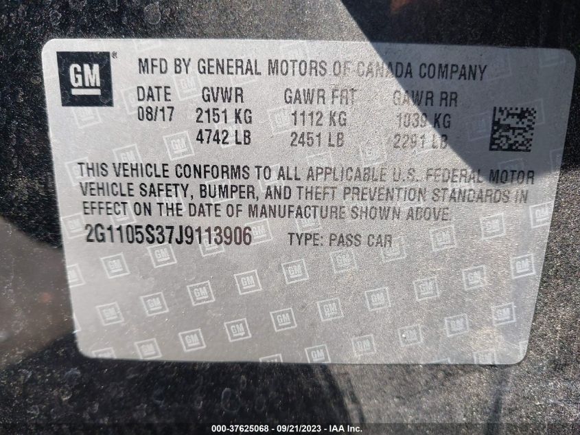 2018 CHEVROLET IMPALA LT - 2G1105S37J9113906