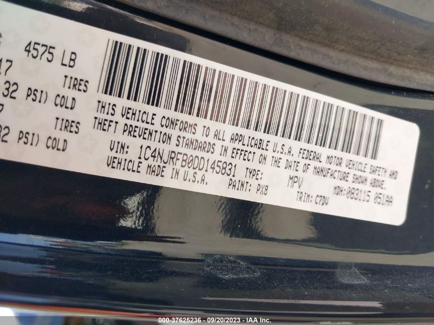 2013 JEEP PATRIOT LATITUDE - 1C4NJRFB0DD145831