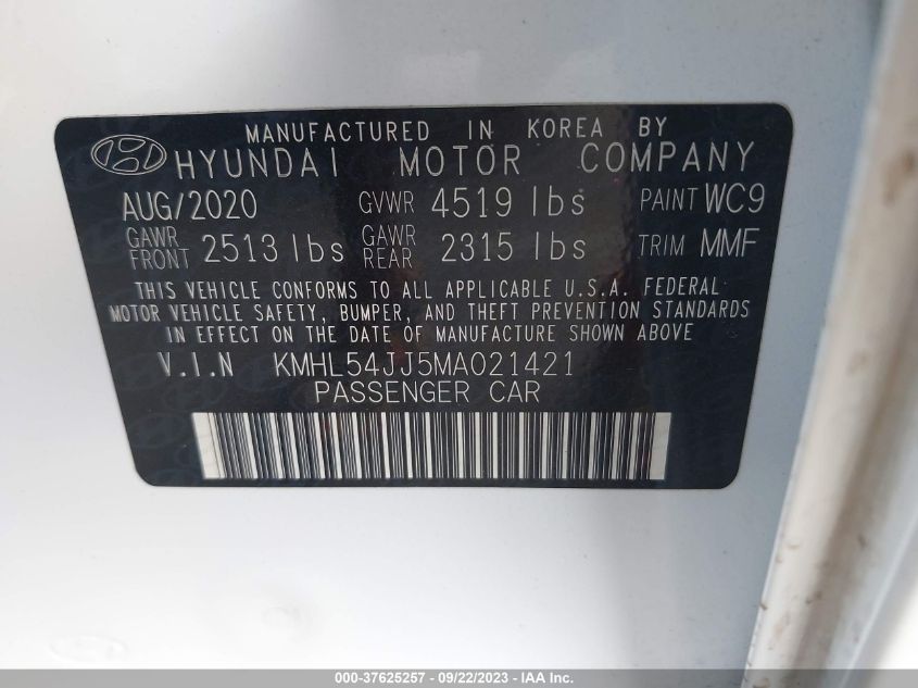 2021 HYUNDAI SONATA HYBRID LIMITED - KMHL54JJ5MA021421