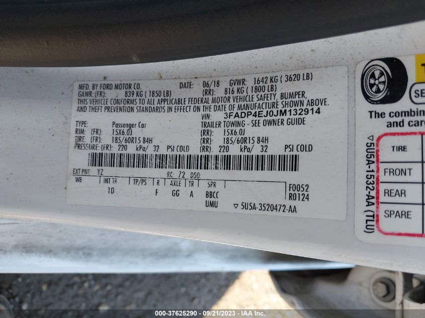 2018 FORD FIESTA SE - 3FADP4EJ0JM132914