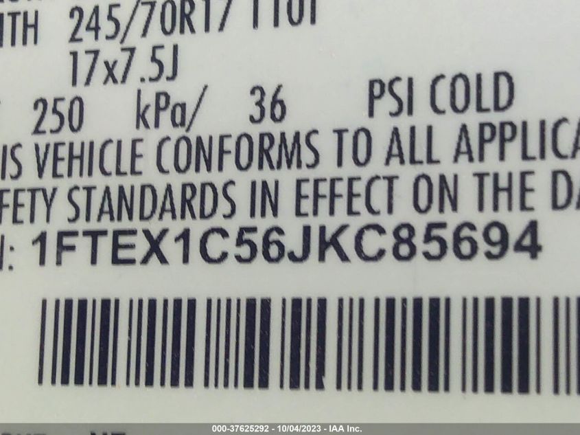 2018 FORD F-150 XL/XLT/LARIAT - 1FTEX1C56JKC85694