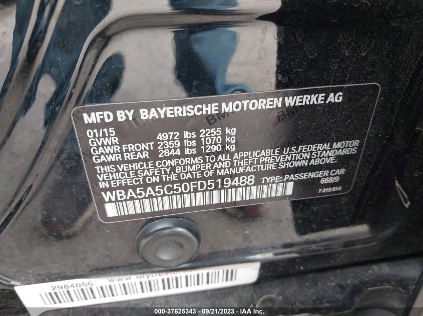 2015 BMW 5 SERIES - WBA595C50FD519488