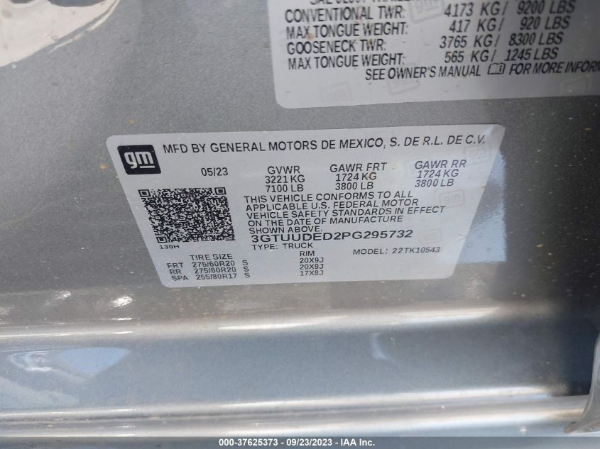 3GTUUDED2PG295732 GMC Sierra 1500 SLT 9