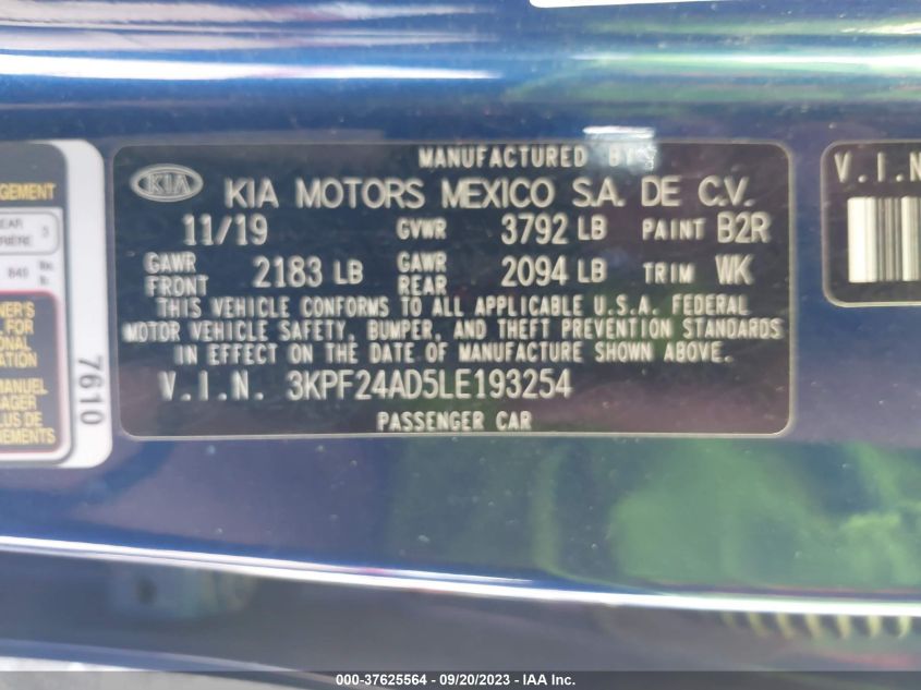 2020 KIA FORTE FE/LXS - 3KPF24AD5LE193254