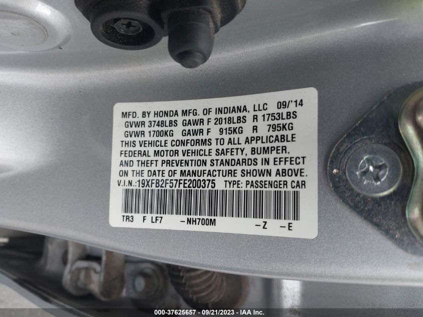 2015 HONDA CIVIC LX - 19XFB2F57FE200375