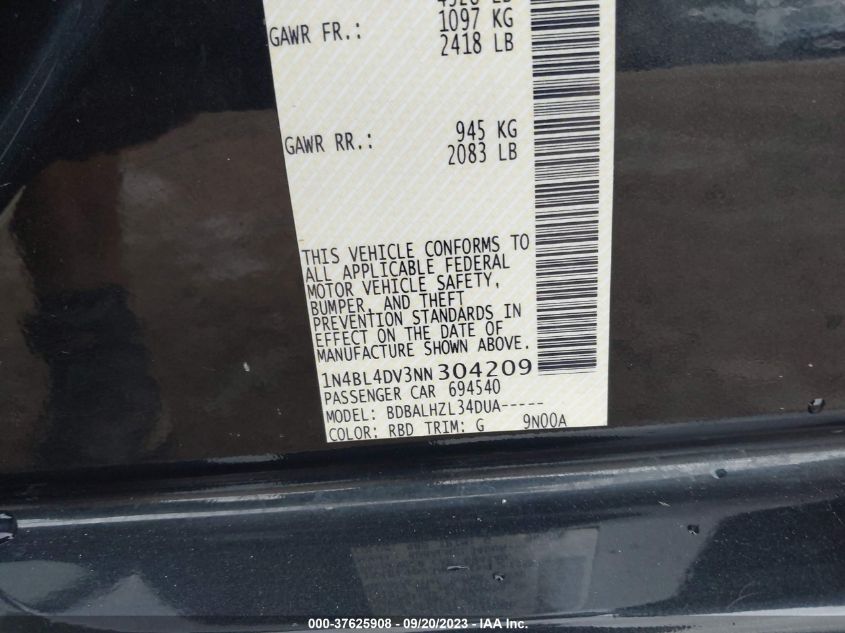 2022 NISSAN ALTIMA 2.5 SV - 1N4BL4DV3NN804209