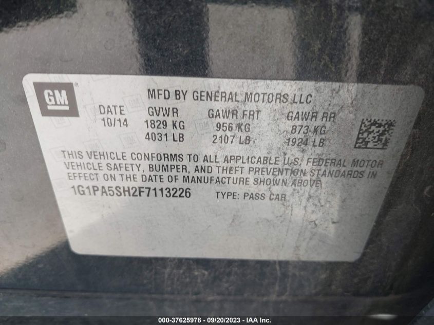 2015 CHEVROLET CRUZE LS - 1G1PA5SH2F7113226