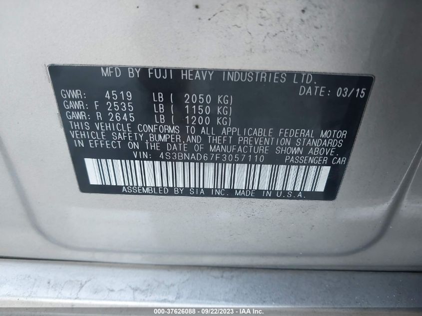 2015 SUBARU LEGACY 2.5I PREMIUM - 4S3BNAD67F3057110