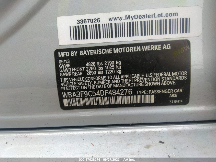 2013 BMW 3 SERIES ACTIVEHYBRID 3 - WBA3F9C54DF484276