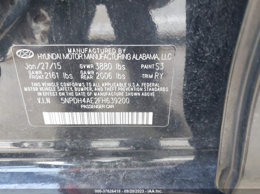 2015 HYUNDAI ELANTRA SE - 5NPDH4AE2FH639200