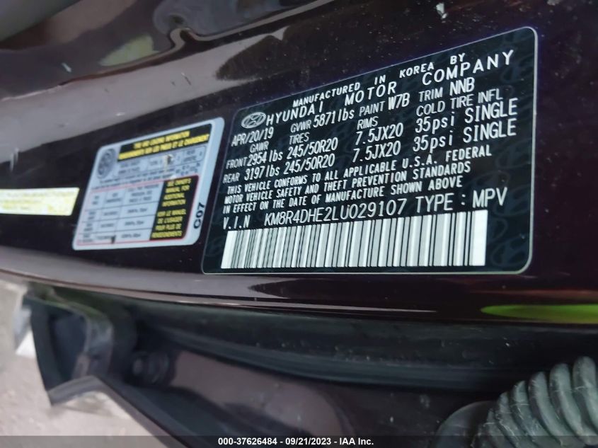 2020 HYUNDAI PALISADE SEL - KM8R4DHE2LU029107