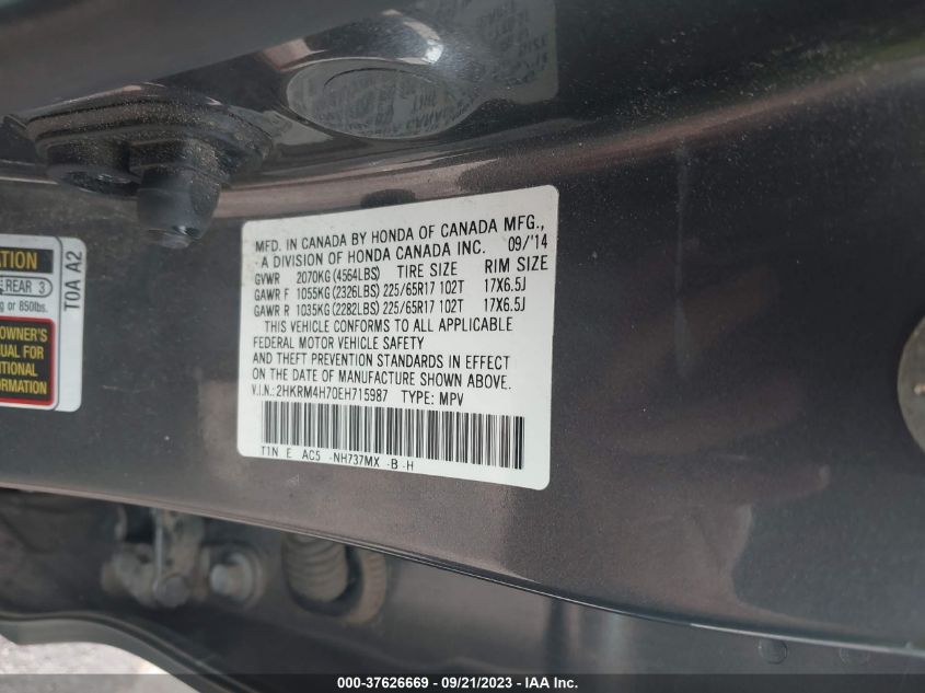 2014 HONDA CR-V EX-L - 2HKRM4H70EH715987