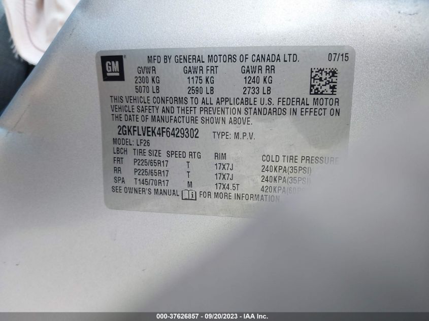2015 GMC TERRAIN SLE - 2GKFLVEK4F6429302