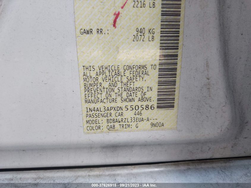 2013 NISSAN ALTIMA 2.5 S - 1N4AL3APXDN550586
