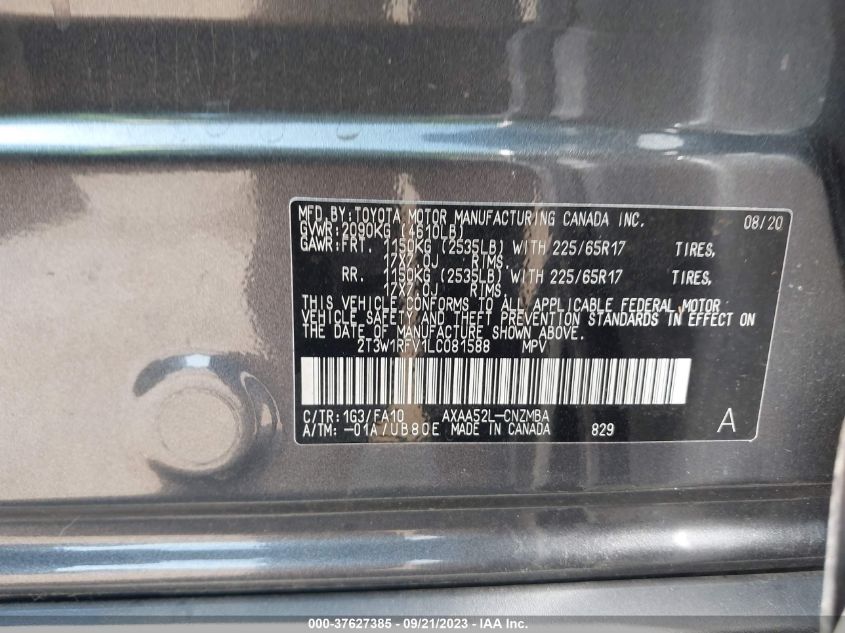 2020 TOYOTA RAV4 XLE - 2T3W1RFV1LC081588