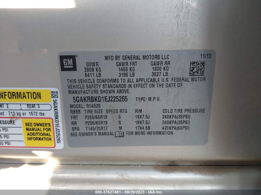 2014 BUICK ENCLAVE - 5GAKRBKD1EJ225265