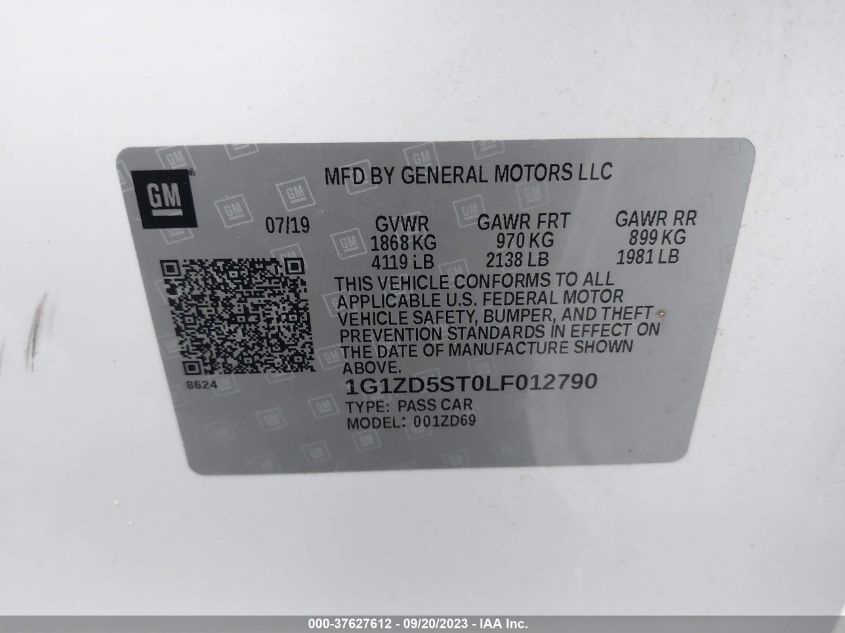 2020 CHEVROLET MALIBU LT - 1G1ZD5ST0LF012790