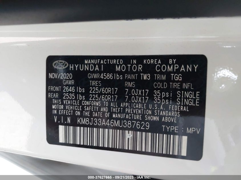2021 HYUNDAI TUCSON VALUE - KM8J33A46MU387629