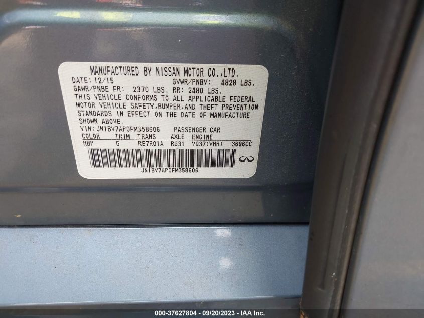 2015 INFINITI Q50 - JN1BV7AP0FM358606