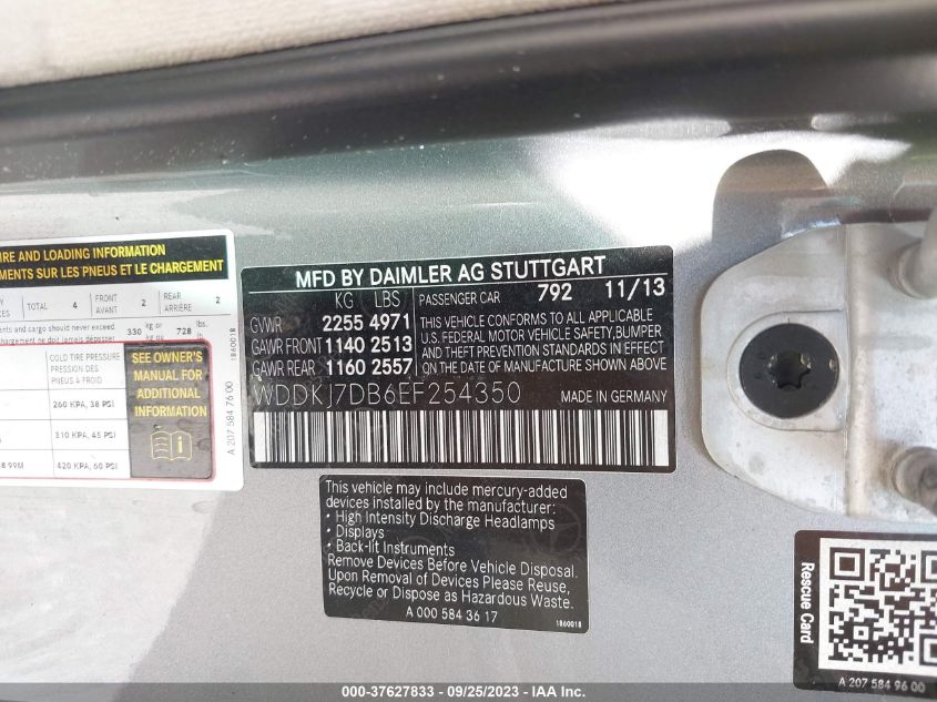 2014 MERCEDES-BENZ E 550 WDDKJ7DB6EF254350