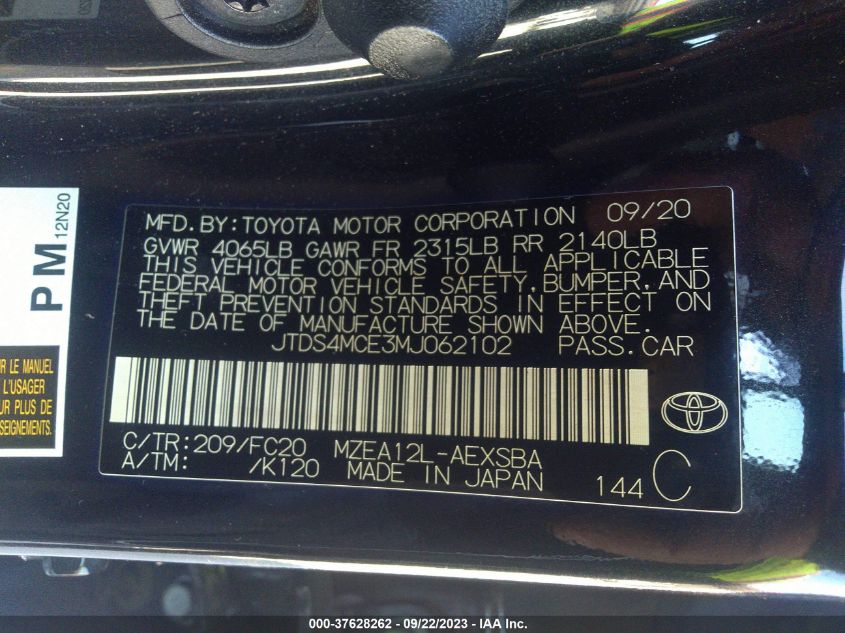 2021 TOYOTA COROLLA SE/NIGHTSHADE/APEX SE - JTDS4MCE3MJ062102