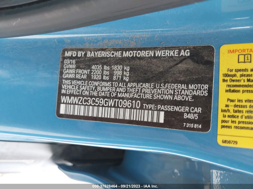 2016 MINI COOPER COUNTRYMAN S - WMWZC3C59GWT09610